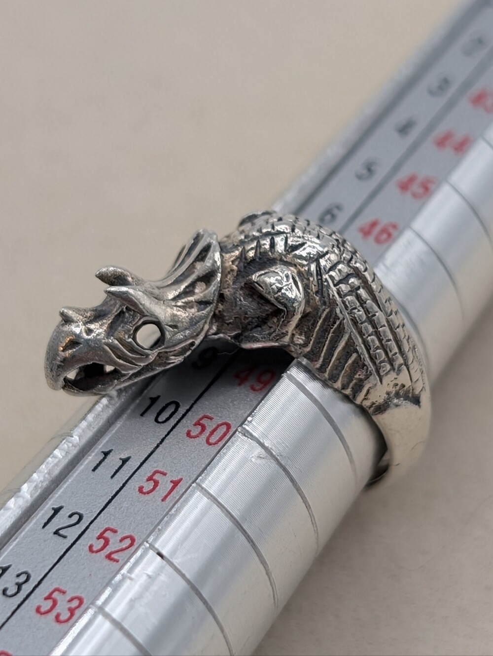 Vtg Sterling Silver Triceratops Ring Size 4.5 Dinosaur Skeleton